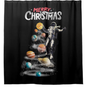 Rideaux De Douche Noël dans le système solaire spatial L'astronaute