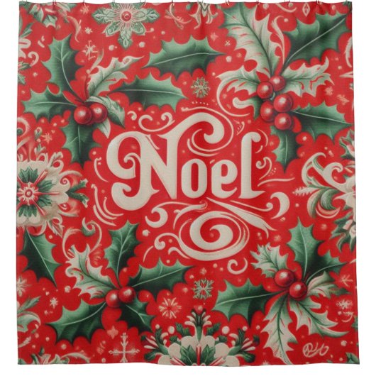 Rideaux De Douche Noel de Noël Rouge et Vert (Devant)