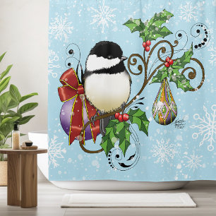 Rideaux De Douche Noël de poulet d'hiver