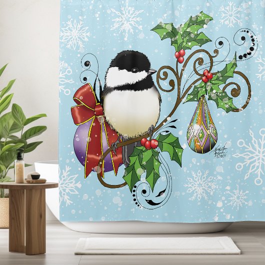 Rideaux De Douche Noël de poulet d'hiver