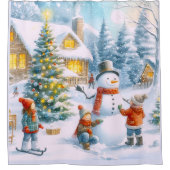 Rideaux De Douche Noël de Snowman des années 1950 (Devant)