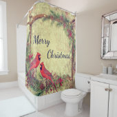Rideaux De Douche Noël des Cardinaux vintages (En situation)