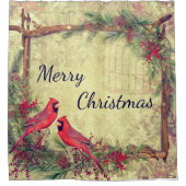 Rideaux De Douche Noël des Cardinaux vintages (Devant)