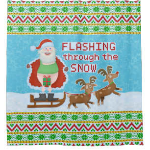 Rideaux De Douche Noël drôle le père noël clignotant par la ne