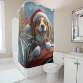 Rideaux De Douche Noël du chien espagnol breton (En situation)