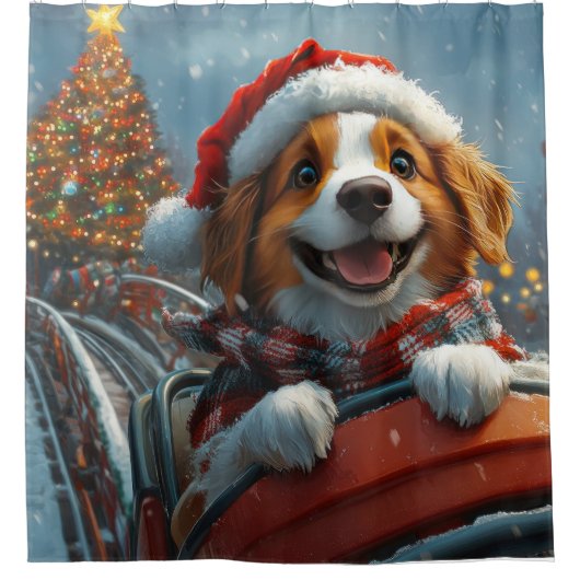 Rideaux De Douche Noël du chien espagnol breton (Devant)
