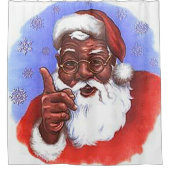 Rideaux De Douche Noël du Père Noël noir afro-américain (Devant)