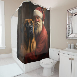 Rideaux De Douche Noël festif Rhodesian Ridgeback Santa Claus