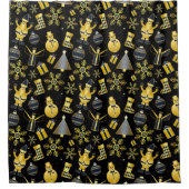 Rideaux De Douche Noël Gold Père Noël Snowman Stocking Motif cadeau (Devant)