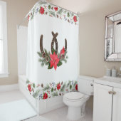 Rideaux De Douche Noël Horseshoe Poinsettia (En situation)