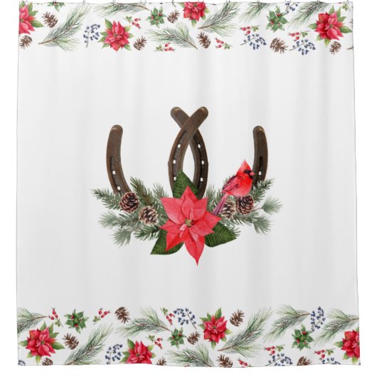 Rideaux De Douche Noël Horseshoe Poinsettia (Devant)