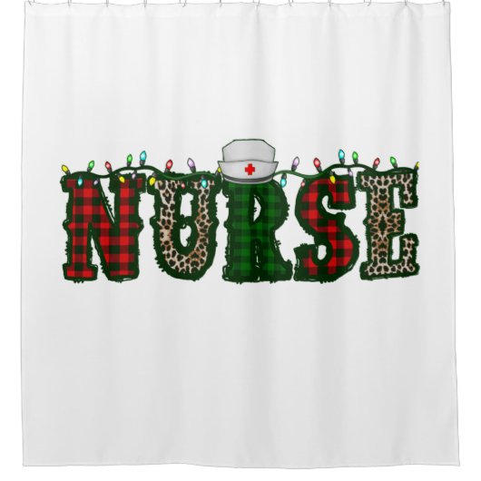Rideaux De Douche noël infirmière empreinte de léopard xmas (Devant)