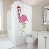 Rideaux De Douche noël moche santa claus flamingo (En situation)