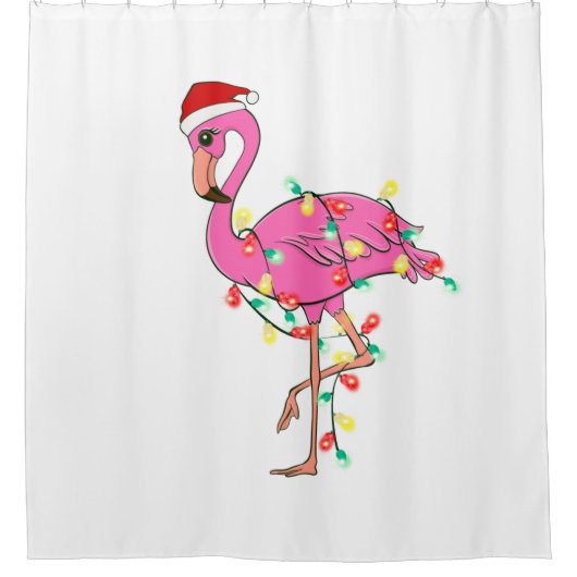 Rideaux De Douche noël moche santa claus flamingo (Devant)