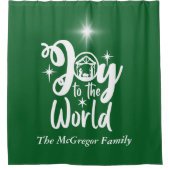 Rideaux De Douche Noël Nativité Joie au monde Vert & Blanc (Devant)