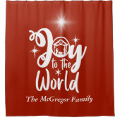 Rideaux De Douche Noël Nativité Joy au monde Rouge & Blanc (Devant)