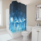 Rideaux De Douche Noël - Père Noël Bleue et Sleigh (En situation)