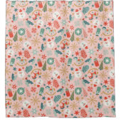 Rideaux De Douche Noël Retro Pastel (Devant)