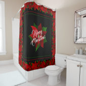 Rideaux De Douche Noël Rouge Poinsettia (En situation)