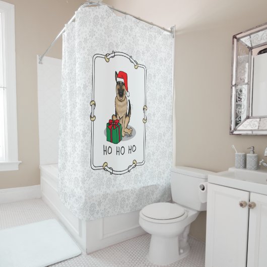 Rideaux De Douche Noël Santa Hat Allemand Berger Chien mignonne (En situation)