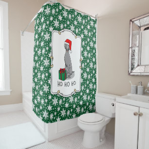 Rideaux De Douche Noël Santa Hat Weimaraner Chien (gris 1) mignon