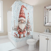 Rideaux De Douche Noël scandinave Gnome Berries rouges (En situation)