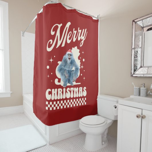 Rideaux De Douche Noël Yéti drôle humour des Fêtes (En situation)