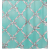 Rideaux De Douche Nœuds Blancs Bleu Œuf de Merle Turquoise (Devant)