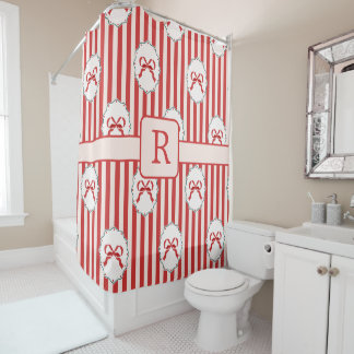 Rideaux De Douche Noeuds et rubans de Noël monogramme initiale