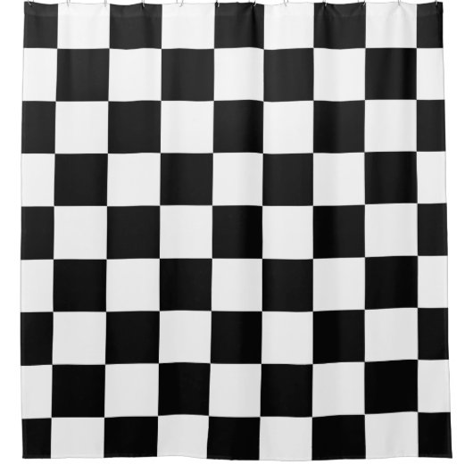 Rideaux De Douche Noir avec le damier blanc (Devant)