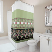 Rideaux De Douche Noir avec vert (En situation)