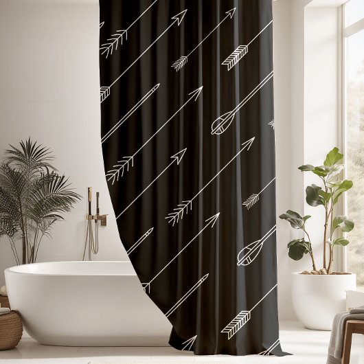 Rideaux De Douche Noir Blanc Aztec Tribal Arror Motif