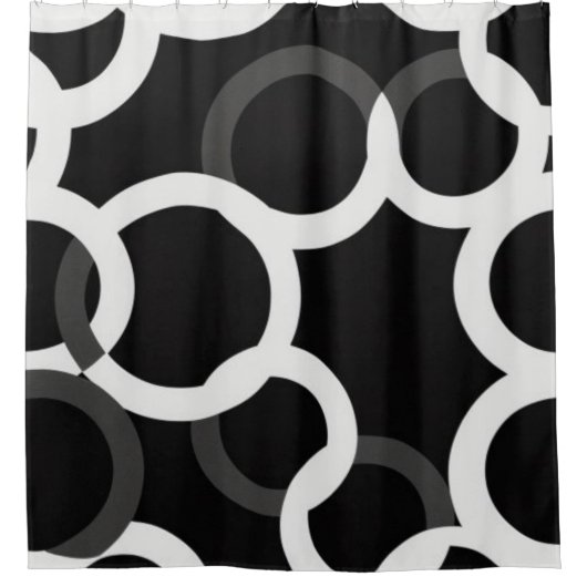 Rideaux de douche Noir/Blanc Cercles Infinis (Devant)