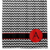 Rideaux De Douche Noir Blanc Chevron ZigZag Rouge Monogramme personn (Devant)
