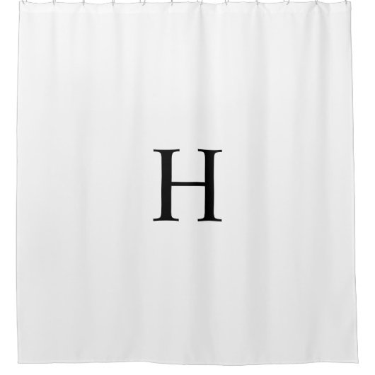 Rideaux De Douche Noir Blanc Élégant Classique Monogramme (Devant)