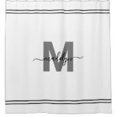 Rideaux De Douche Noir Blanc Élégant Monogramme Initial de Nom (Devant)