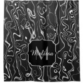 Rideaux De Douche Noir blanc gris damas tourbillons abstraits Monogr (Devant)
