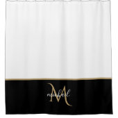 Rideaux De Douche Noir | Blanc & Monogramme Or Luxe (Devant)