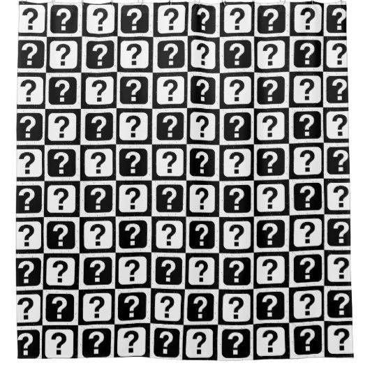 Rideaux De Douche Noir blanc Question Mark Riddle Block Monogramme (Devant)
