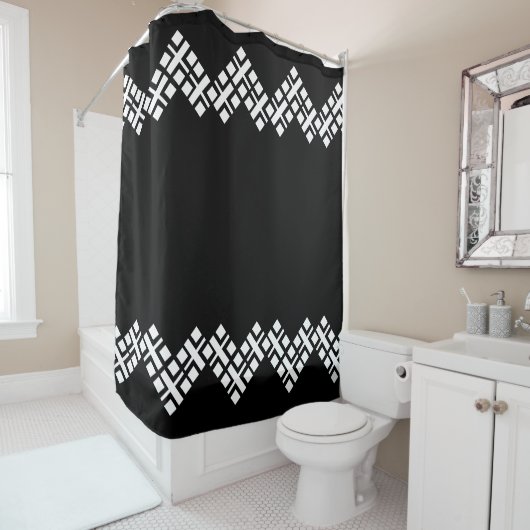 Rideaux De Douche Noir et blanc (En situation)