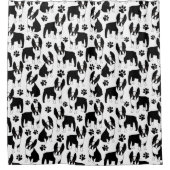 Rideaux De Douche Noir et blanc Boston Terrier (Devant)