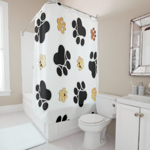 Rideaux De Douche Noir et blanc canin bronzage d'empreinte de patte
