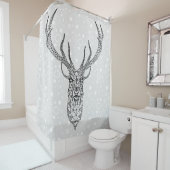 Rideaux De Douche Noir et blanc Cerf de Noël moderne (En situation)