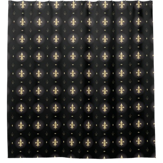 Rideaux De Douche Noir et Gold Fleur De Lis Curtain (Devant)