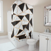 Rideaux De Douche Noir et Marbre blanc (En situation)