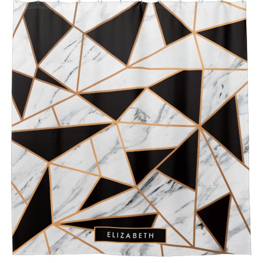 Rideaux De Douche Noir et Marbre blanc (Devant)
