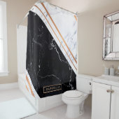 Rideaux De Douche Noir et Marbre blanc (En situation)