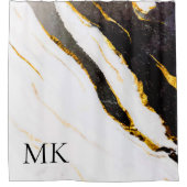 Rideaux De Douche Noir et Marbre blanc (Devant)