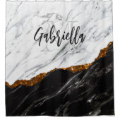 Rideaux De Douche Noir et Marbre blanc (Devant)