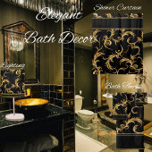 Rideaux De Douche Noir et or
